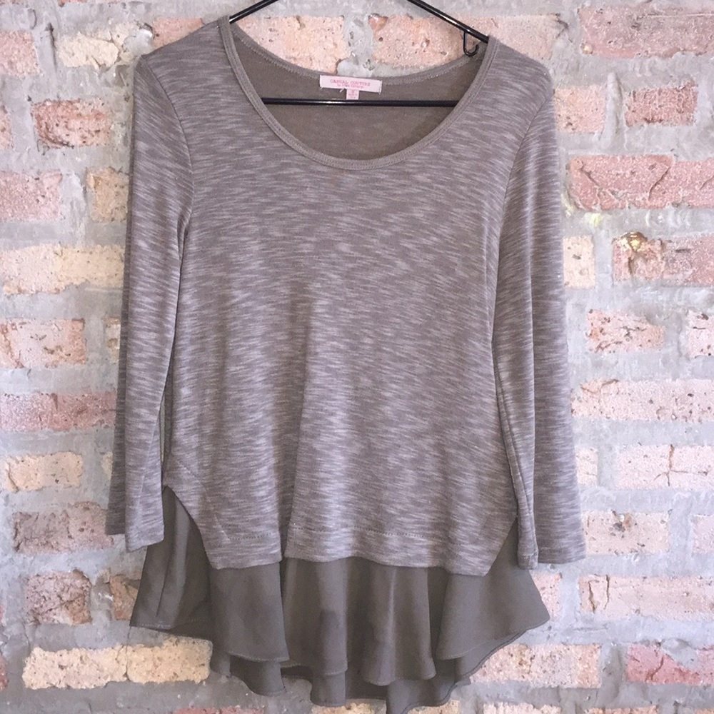 Olive green marked 3/4 layered look top
